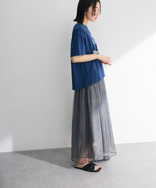 Green Parks SET2点マーブル柄＋チュールスカート Charcoal Gray