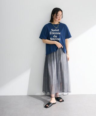 Green Parks SET2点マーブル柄＋チュールスカート Charcoal Gray