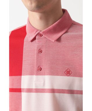 DAKS [DAKS GOLF] チェック冷感半袖ポロシャツ レッド