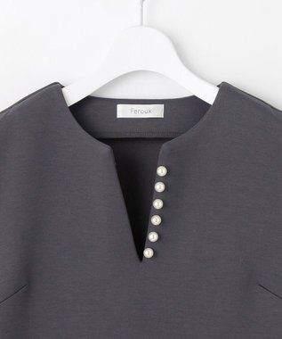 Feroux パール付きダンボール ジャンパースカート グレー系