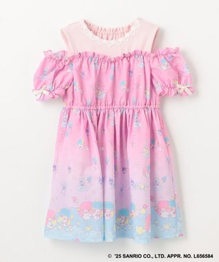 ANY KIDS 【any FAM× リトルツインスターズ 】キキ&ララ オン・オフショルダーワンピース ピンク