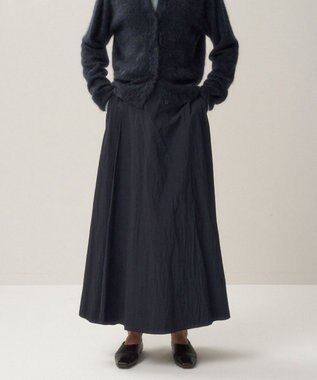 ATON HAND DYED NYLON| タックフレアスカート NAVY