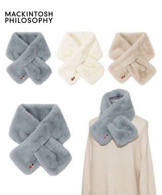 MOONBAT MACKINTOSH PHILOSOPHY(マッキントッシュ フィロソフィー）バッキンガムベア フェイクファー プチマフラー ライトグレー