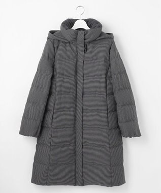 J.PRESS LADIES 【洗える】ポリエステルハウンドトゥース ロング ダウンコート グレー系3