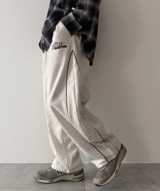 WEGO 【ウエストゴム】パイピングスウェットパンツ ホワイト