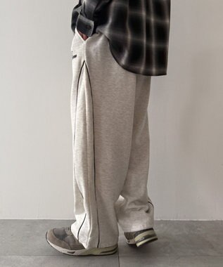 WEGO 【ウエストゴム】パイピングスウェットパンツ ホワイト