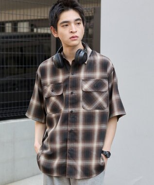 WEGO 【ユニセックス着用ITEM/SMLサイズ展開】オンブレチェックシャツ（SS） 柄3