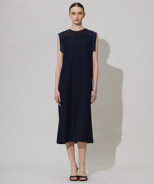 ICB L 【UVケア・接触冷感・速乾・洗える】 FluidBackSatin デザインワンピース ネイビー系