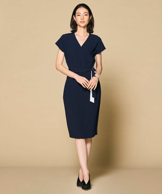 BEIGE， 【洗える・L-size】CINDY / ラップワンピース Navy × White