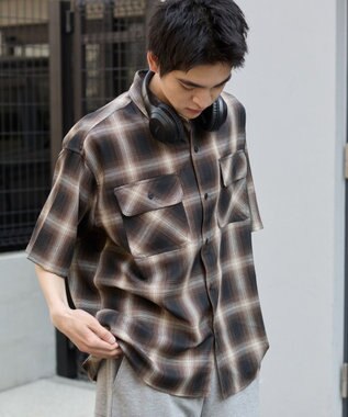 WEGO 【ユニセックス着用ITEM/SMLサイズ展開】オンブレチェックシャツ（SS） 柄3