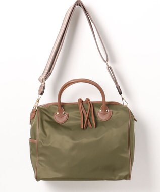 UNBILLION ペルケ perche / ナイロン牛革付属テープショルダー2wayボストンL カーキ