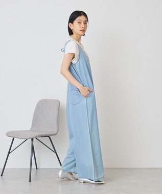 AMERICAN HOLIC バックリボンデニムオールインワン Light Indigo