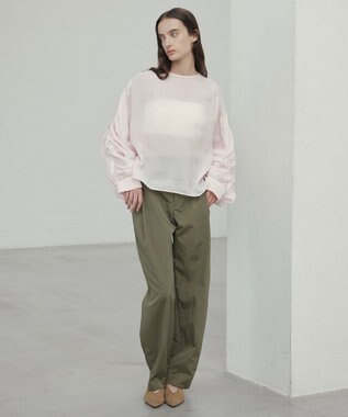 BEIGE， 【洗える】PAULINE / タックギャザーリネンボリュームブラウス  Light Pink