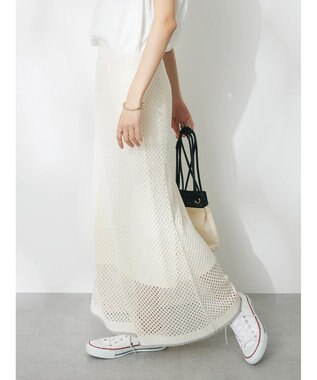 CRAFT STANDARD BOUTIQUE 配色メッシュニットスカート Ivory