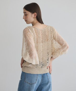 YECCA VECCA 【archive】テープヤーン袖レースプルオーバー Beige