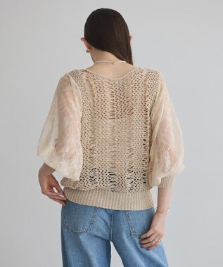 YECCA VECCA 【archive】テープヤーン袖レースプルオーバー Beige