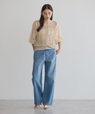 YECCA VECCA 【archive】テープヤーン袖レースプルオーバー Beige