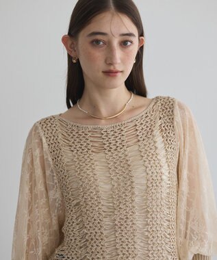 YECCA VECCA 【archive】テープヤーン袖レースプルオーバー Beige