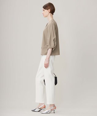 ICB 【洗える】 コットンナイロンタイプライター デザインブラウス フォーン系