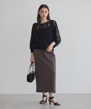 YECCA VECCA 【archive】テープヤーン袖レースプルオーバー Navy