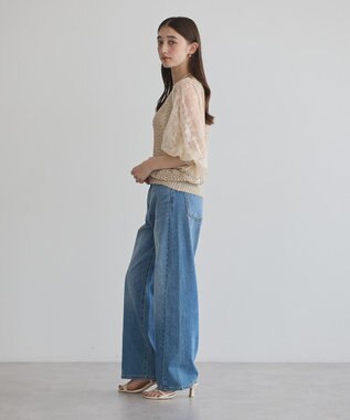 YECCA VECCA 【archive】テープヤーン袖レースプルオーバー Beige