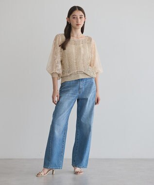 YECCA VECCA 【archive】テープヤーン袖レースプルオーバー Beige