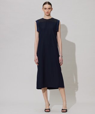 ICB L 【UVケア・接触冷感・速乾・洗える】 FluidBackSatin デザインワンピース ネイビー系