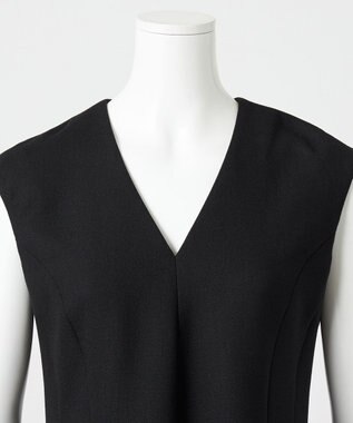 23区 S 【エステータ】ウールダブルジョーゼット ドレス ブラック系