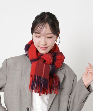 MOONBAT MACKINTOSH PHILOSOPHY(マッキントッシュ フィロソフィー）ウール100% 2WAYチェックポンチョストール レッド