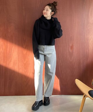 UNFILO ふわふわニット クロップドハイネック ブラック