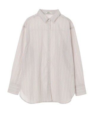 earth music&ecology レギュラーカラーシャツ Stripe Beige