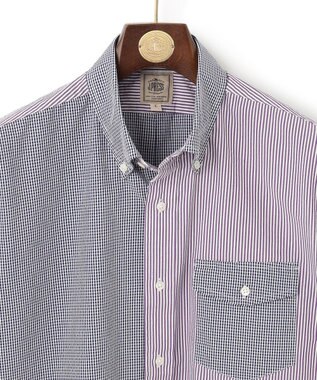 J.PRESS MEN 【クールマックス】クレイジーパターン サッカーシャツ/B.D. ネイビー系9