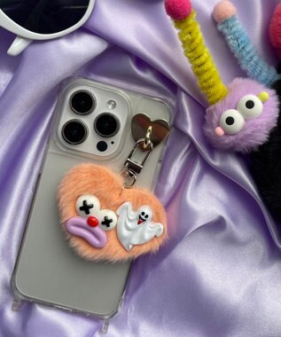 WEGO ミニハートピエロモンスターぬいぐるみキーホルダー オレンジ