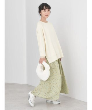 earth music&ecology キンモクセイ柄フレアスカート Green