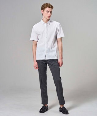 JOSEPH HOMME 【新型】アブストラクトジャガードストレッチ 　レギュラーカラー半袖シャツ ホワイト系