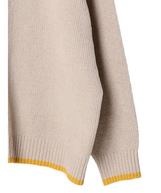 CRAFT STANDARD BOUTIQUE 洗えるモールニット配色プルオーバー Gray Beige