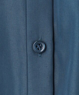 ICB 【洗える】 スパンローンプリーツ バンドカラーシャツ ダルブルー系