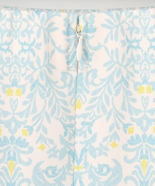 自由区 S 【洗える】ダマスクフローラルプリント スカート ライトブルー