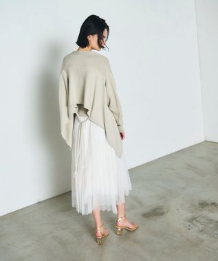 GRACE CONTINENTAL ティアードラップチュールスカート ホワイト