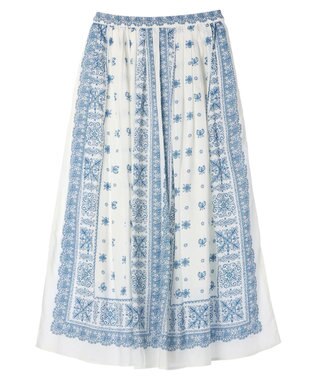 CRAFT STANDARD BOUTIQUE パネル柄マキシギャザースカート Blue