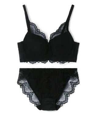 San-ai Resort（三愛水着楽園） 【新色アッシュローズ・アッシュグレー追加】 カシュクール脇高ブラジャー＆ショーツ ブラック