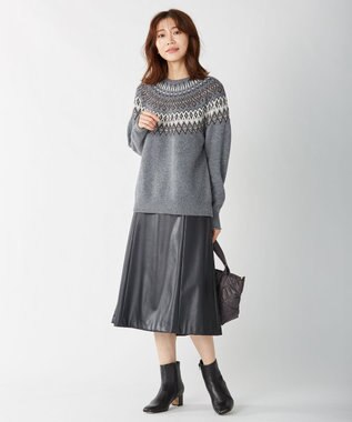 J.PRESS LADIES 【WEB限定・洗える】BARTOLOZZI ポリエステルレザーII スカート ブラック系