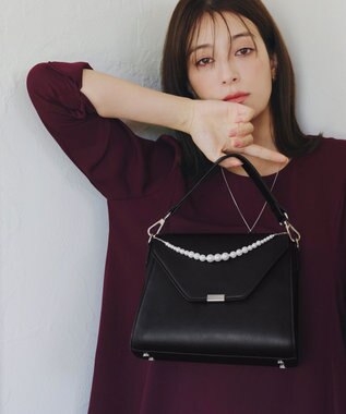Tiaclasse 【安田美沙子さん着用・4way /2TYPEハンドル】パールチェーン付きハーフフォーマルミニバッグ ブラック