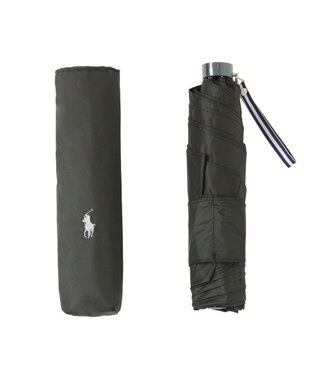 MOONBAT 【遮熱・遮光】POLO RALPH LAUREN(ポロ ラルフローレン)無地 PP刺繍 晴雨兼用 雨傘 折りたたみ傘 簡単開閉 ブラック