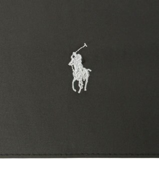 MOONBAT 【遮熱・遮光】POLO RALPH LAUREN(ポロ ラルフローレン)無地 PP刺繍 晴雨兼用 雨傘 折りたたみ傘 簡単開閉 ブラック