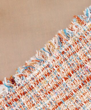 23区 L GIOLICAツイード ノーカラー ボタン ジャケット テラコッタミックス