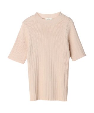 earth music&ecology ショルダーボタンリブニットプルオーバー Beige