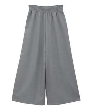 Green Parks 麻調ウエストギャザーフレアワイドパンツ Gray Mixture