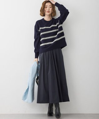 23区 【WEB&一部店舗限定/滝沢眞規子さん着用】ビジューボーダー ニット ネイビー系