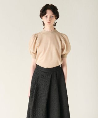 GRACE CONTINENTAL ラメシアーパフニットトップ ゴールド
